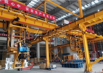 化工粉料噸袋自動(dòng)裝車機(jī)，噸包全自動(dòng)裝車設(shè)備現(xiàn)場(chǎng)